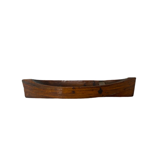 Vintage Wood Carved Canoe Model