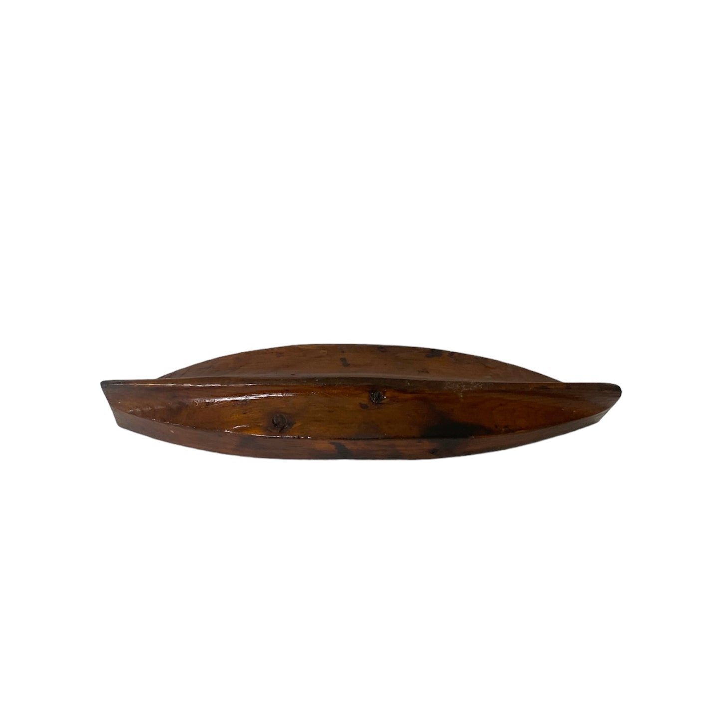 Vintage Wood Carved Canoe Model